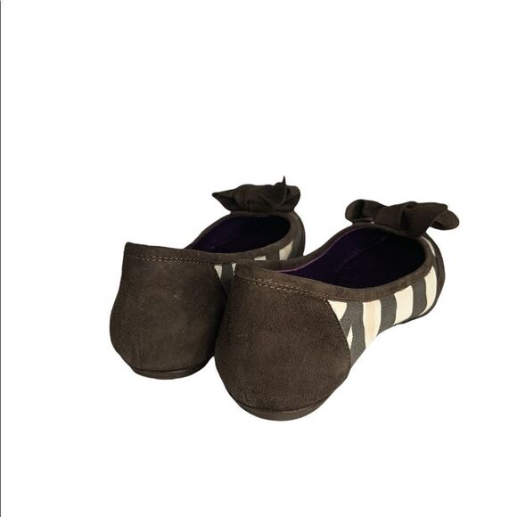 Escada Laurél Canvas Suede Bow Zebra Print Pointed Toe Flats - Picture 6 of 9